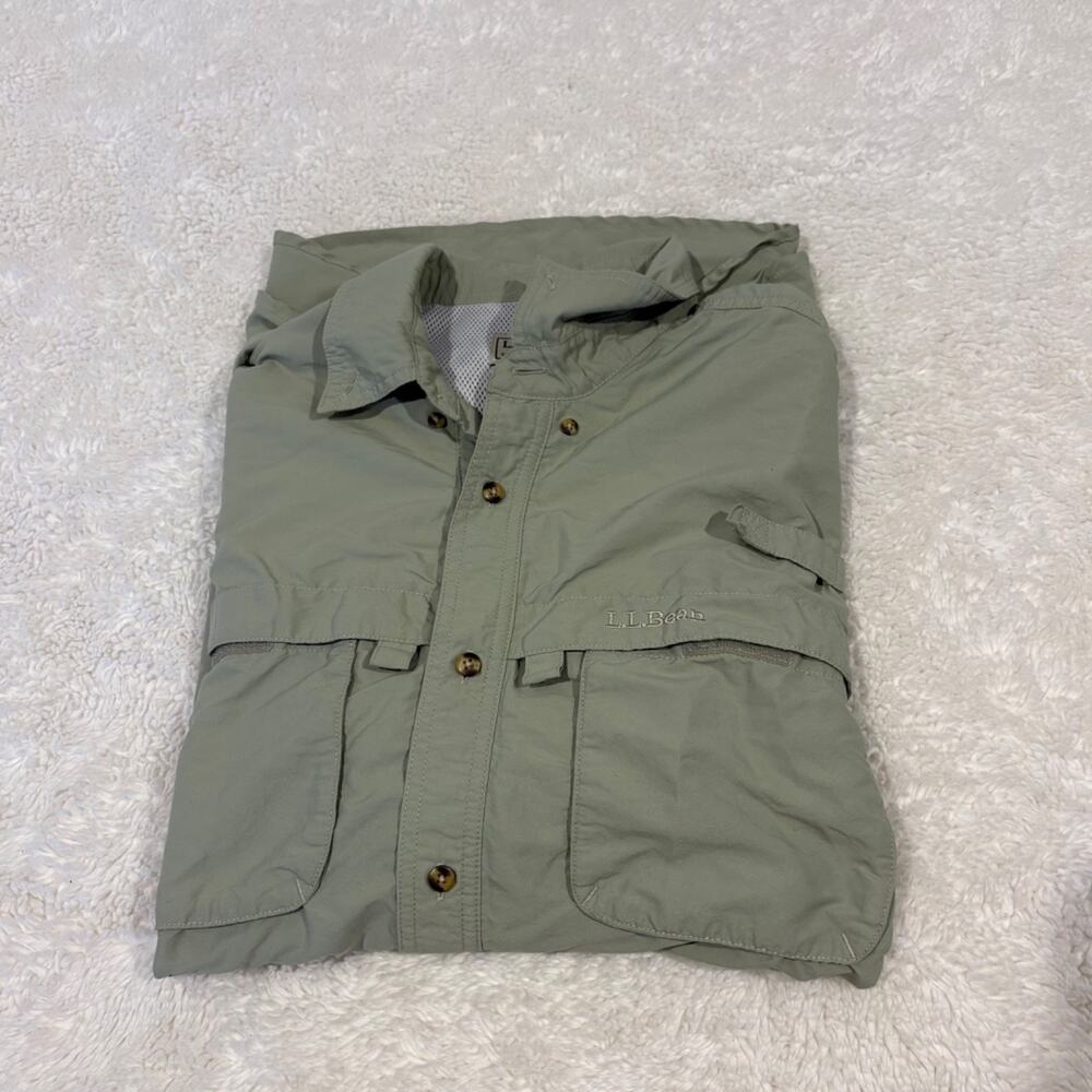 LL Bean Mens Green Tropicwear Shirt Short Sleeve Fishing Outdoor Gorpcore Sz XL - Picture 1 of 6